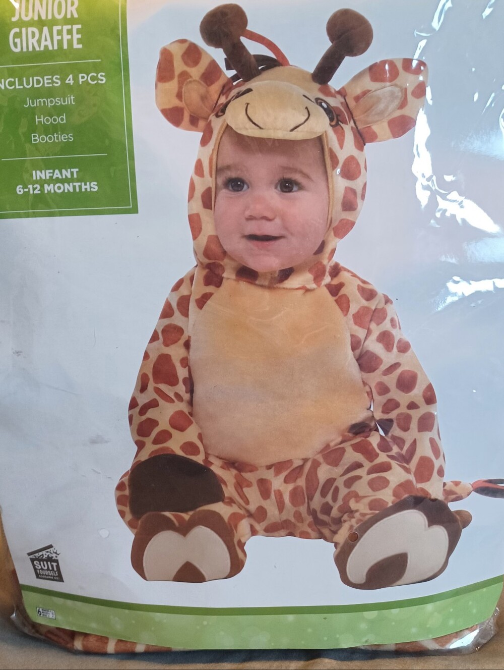 New In BagComplete Infant Giraffe Costume - Plush Brown & Cream Size 6-12 Months